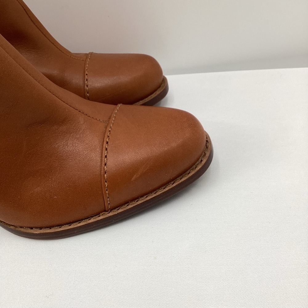 UGG Women's Tall Tan Leather Heeled Boots - Picture 14 of 16